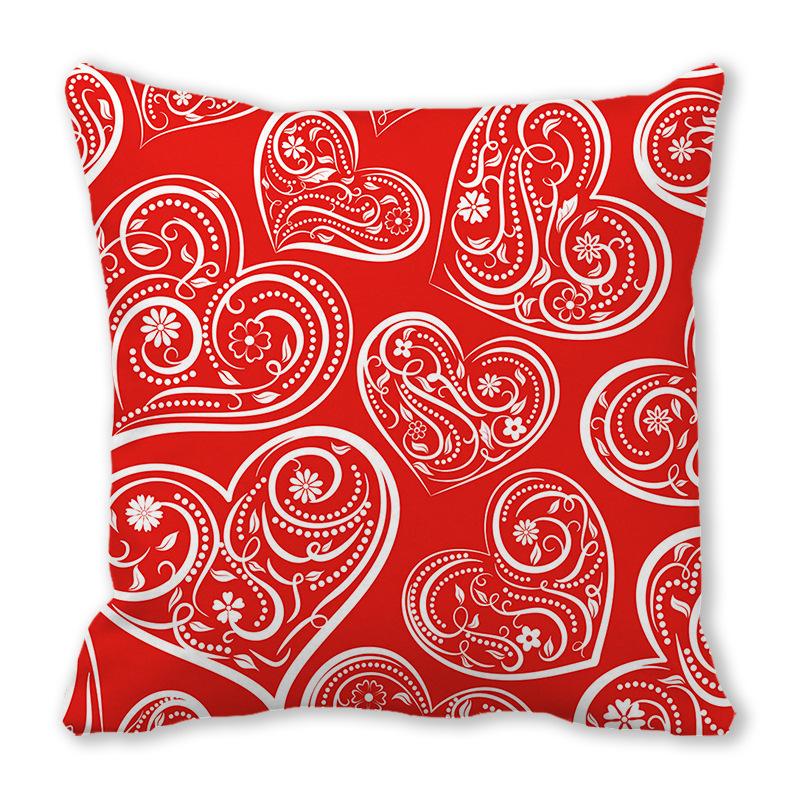 Red Heart Valentine's Day Digital printing short plush pillow covers decorative for car sofa office cushion cover home goods