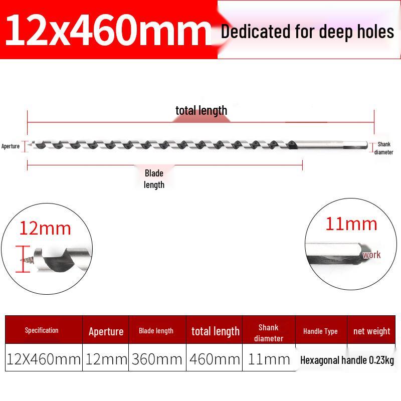 Hex Shank Deep Hole Woodworking Twist Drill Bit