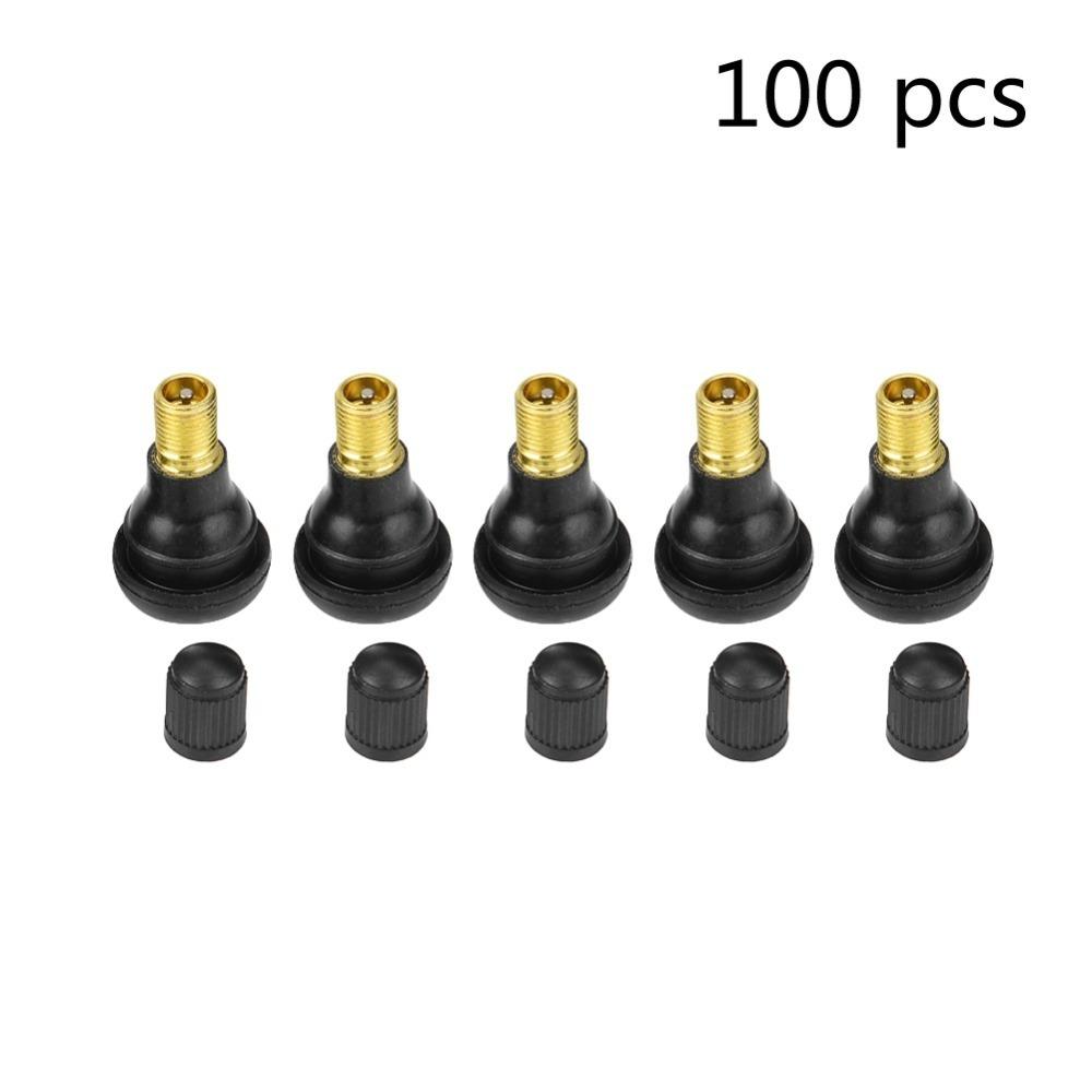 100PCS Rubber  Brass Tire Valve Stem Black Tubeless Tire Valve Stem  Tubeless Tire Leak Repair TR412