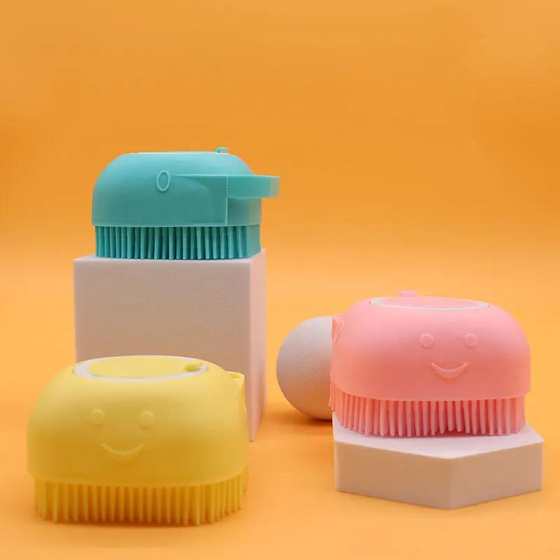 2 in 1 Self Cleaning Pet Bath Brush for Dogs Cats Puppy Soft Silicone Massage Shampoo Dispenser Dog Grooming Brush
