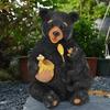 Solar Bear Lamp Figurine Weather-proof Outdoor Garden Yard Pathway Patio Lawn LED Honey Jar Bear Resin Statue Sculpture Decoration Light