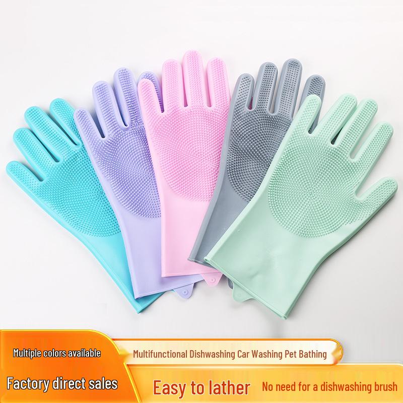 High-Temperature Resistant Silicone Dishwashing & Pet Bathing Gloves
