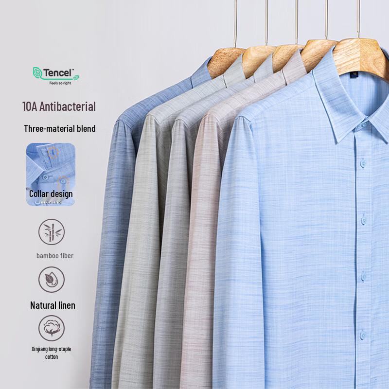 FIRS Men s Linen Blend Long-Sleeve Casual Shirt 43