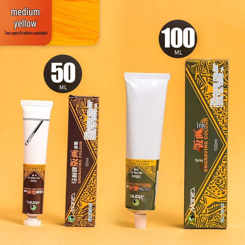 Mali Oil-Based & Water-Washable Printmaking Ink Set: 100ml Colored Ink & 50ml Engraving Pigment