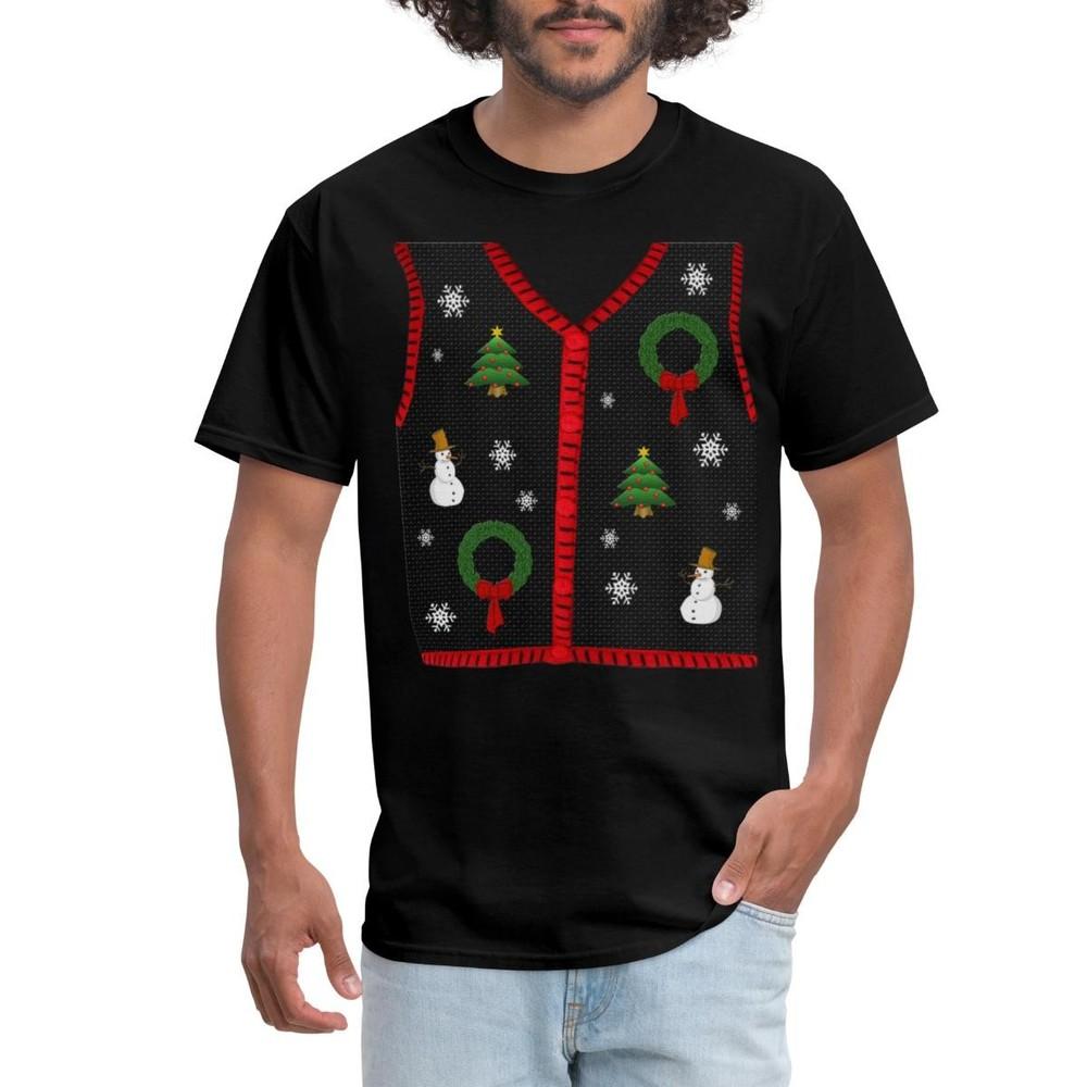 Funny Ugly Christmas Sweater Vest Men s T-Shirt Unisex T-Shirt S