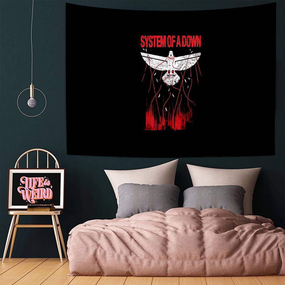 System Of A Down Band Colorful Tapestry Wall Hanging Hippie Flower Wall Carpets Dorm Decor Wall Art Decor