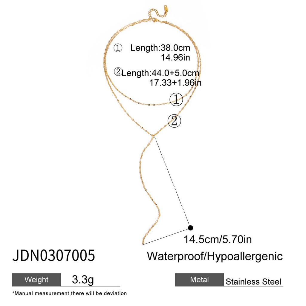 European and American titanium steel double-layer long necklace niche y-chain stainless steel jewelry