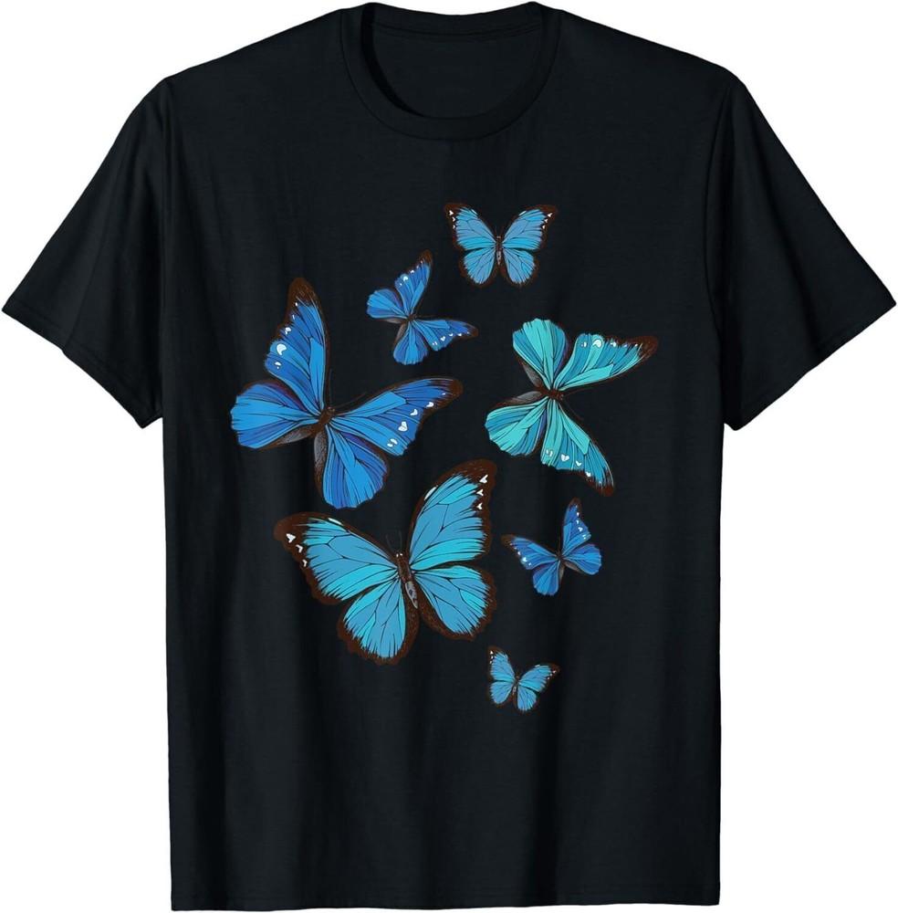 Blue Morpho Butterfly Swarm Lepidoptera Lover Entomologist Tshirt S