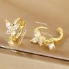 Simple Zircon Butterfly Earrings Round Ear Cuff Sweet Drop Pendant Women Fashion Jewelry