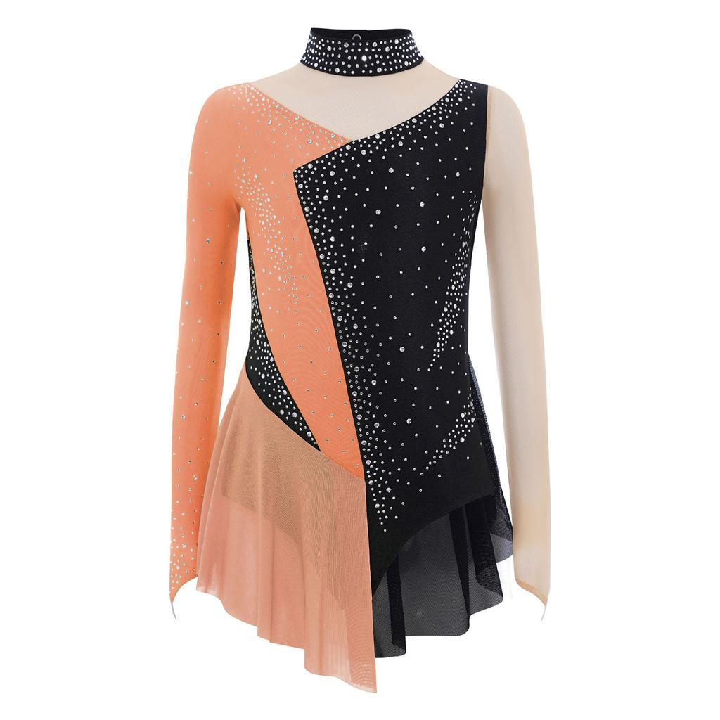3-in-1 Performance Body für Mädchen: Perfekt für Tanz, Gymnastik & Eiskunstlauf, Mit Strasssteinen, Netzstoff & Druckknöpfen im Schritt