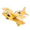 Vintage Airplane Model Wrought Iron Aircraft Biplane for Desktop Decor Photo Props (Yellow)