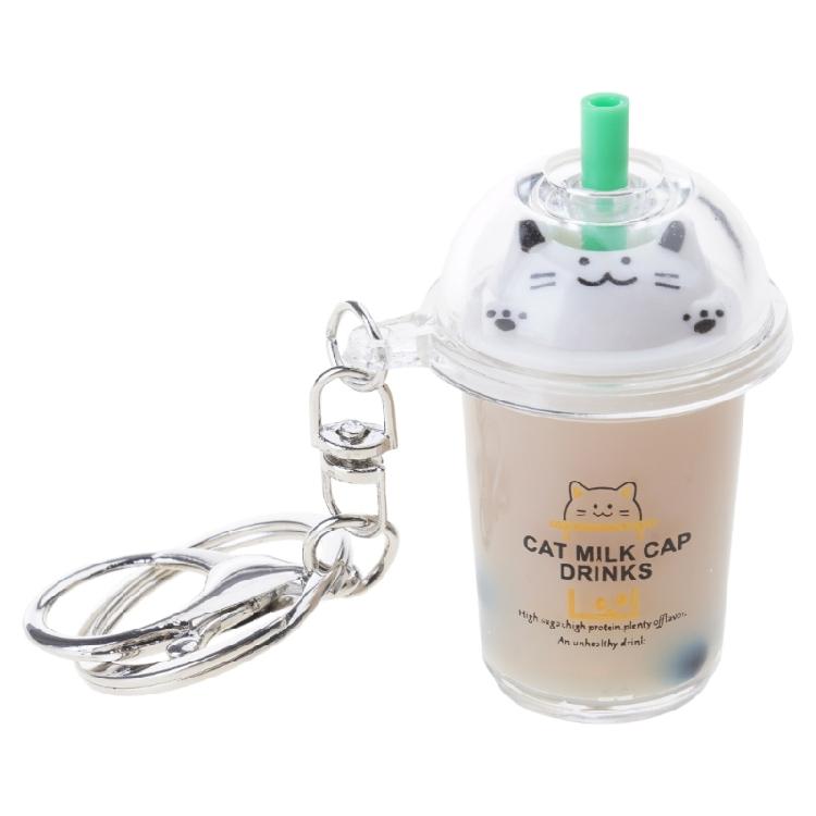 Kreslený přívěsek na tašku Roztomilý Klíčenka ve tvaru mléčného čaje Akrylová klíčenka Ručně vyrobené Klíčenky pro pár Ozdoba na tašku pro ženy