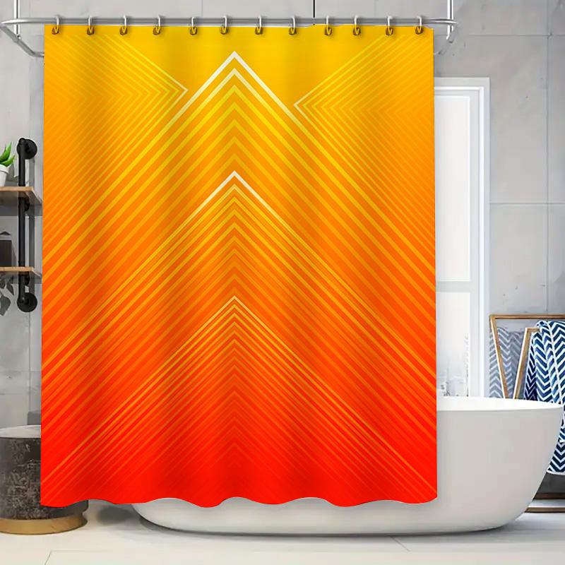 

Modern Geometric Shower Curtain Bold Red Orange Stripes For Bath Decor W60H190(CM)-1 Pcs