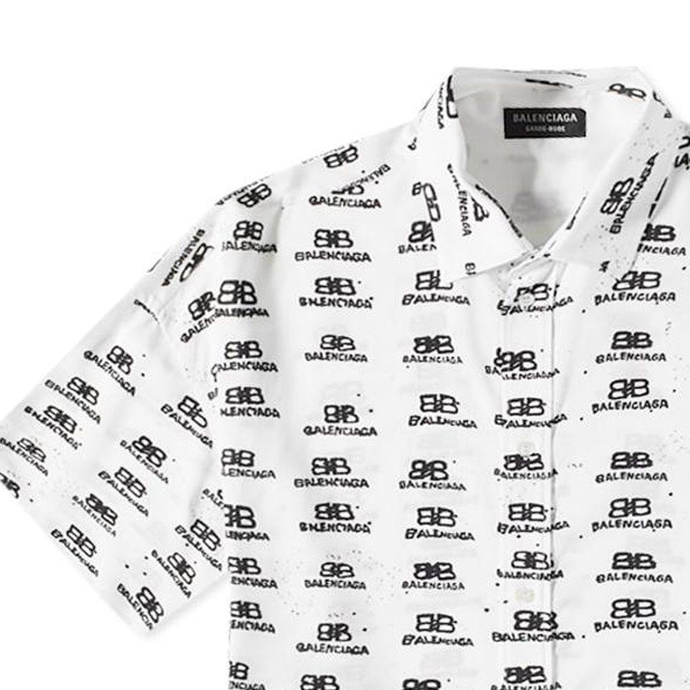Balenciaga Hand Drawn Bb Icon Oversize Viscose Shirt 725382TNL889040