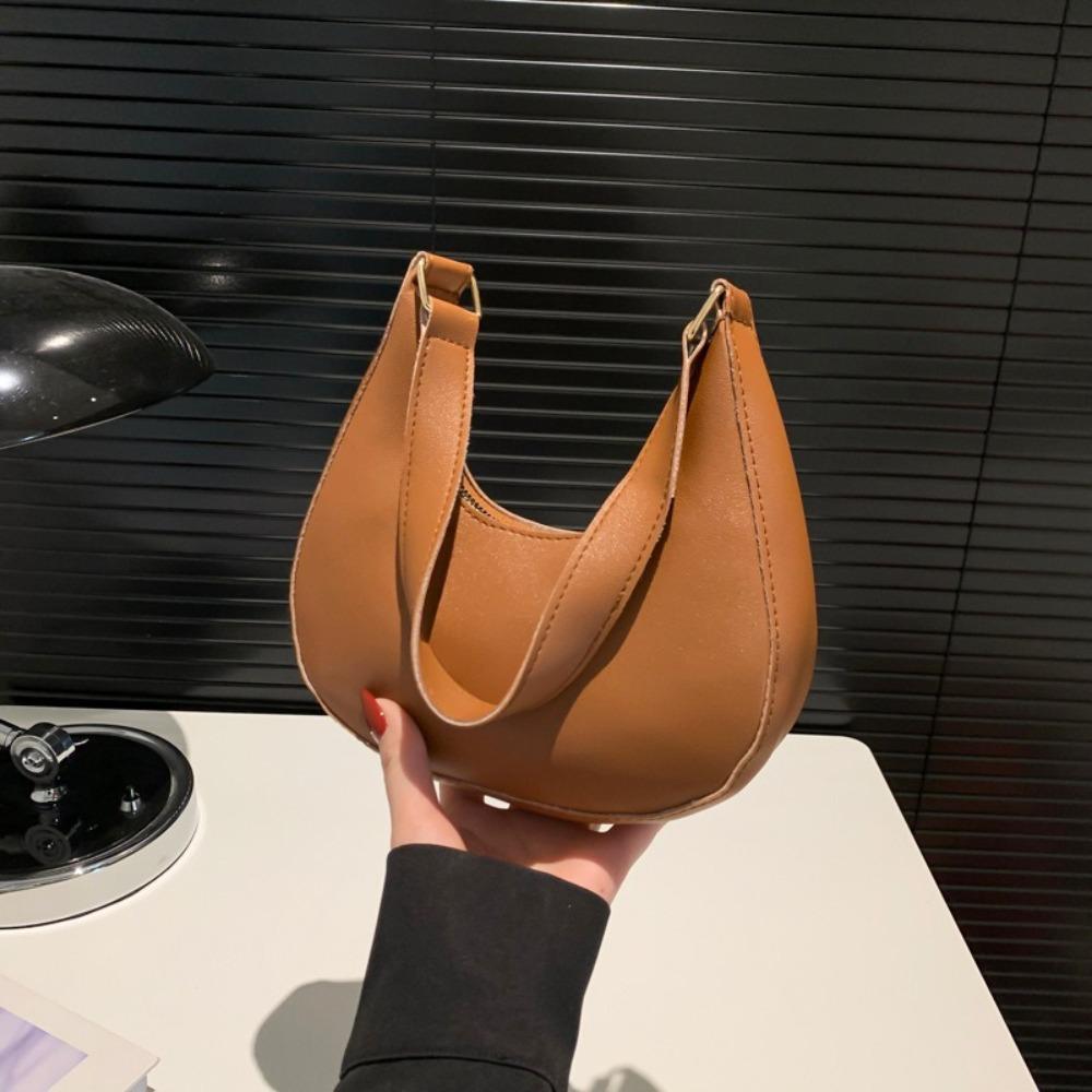 Shoulder Pouch PU Shoulder Bag Korean Style Hobo Bag Fashion Crescent Moon Underarm Bag  Travel