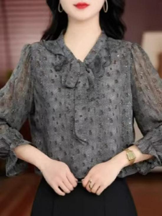 Elegant 2026 Summer Chiffon Shirt for Middle-Aged & Elderly Women - Loose Fit, Stylish, Lightweight