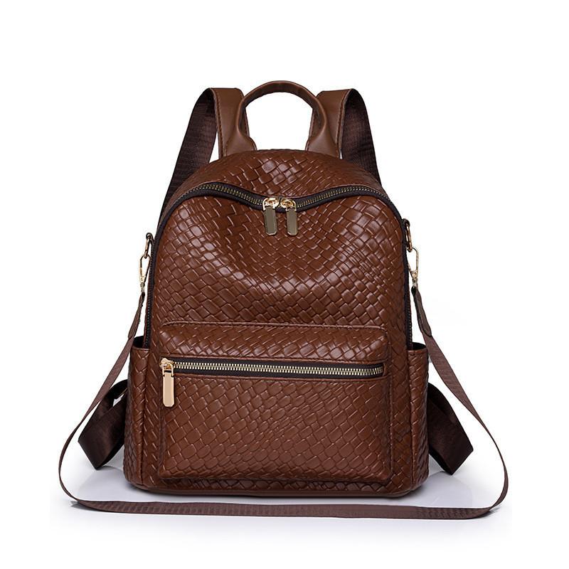 

IELGY Рюкзак, корейская версия модного однотонного мягкого кожаного женского дорожного рюкзака, вместительный школьный рюкзак для школьников Tide кофейный