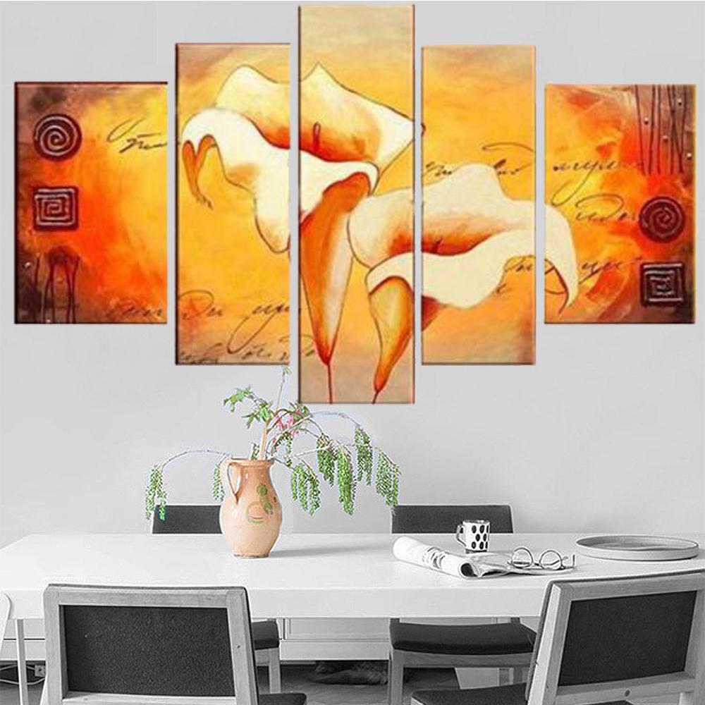 5 Pieces Wall Art Canvas Painting Modern Lily Flower Poster Home Pictures Living Room Modular Framework For Decoration