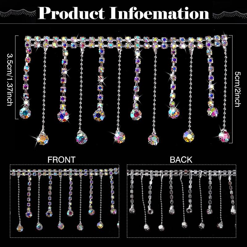 90Cm Crystal Rhinestone Tassel Claw Chain Sewing Glue On Clear Rhinestone Fringe Trim Chain Decorative Craft Wedding Dress Diy