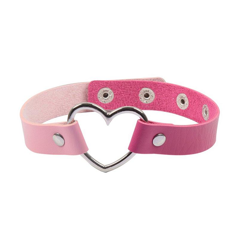 Black Multi Color Punk Collar Necklace Sexy Pu Leather Heart Lock Key Spike Choker For Women Gothic Cosplay Party Jewelry