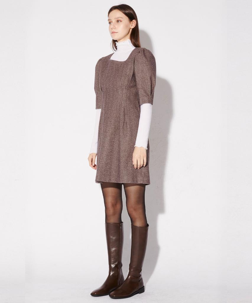 Leusejiem Puff Mini Dress - Brown
