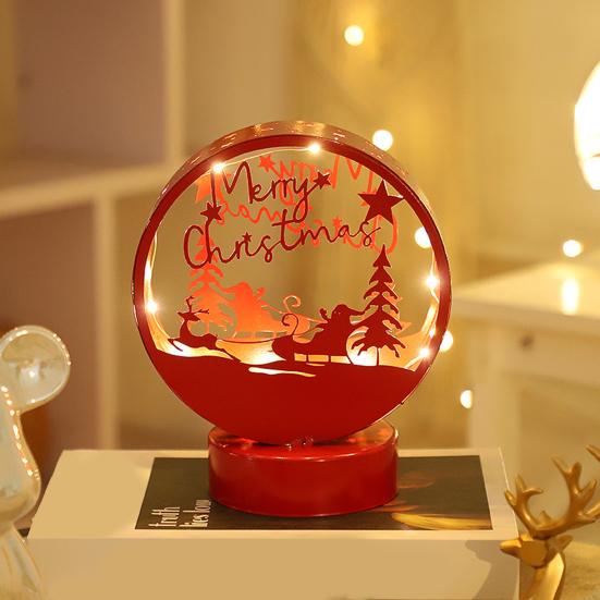 Christmas Night Light LED Elk Silhouette Decoration Lighted Santa Claus Table Centerpiece Snowman Nightlight for Kids Bedroom Festive Party Decor