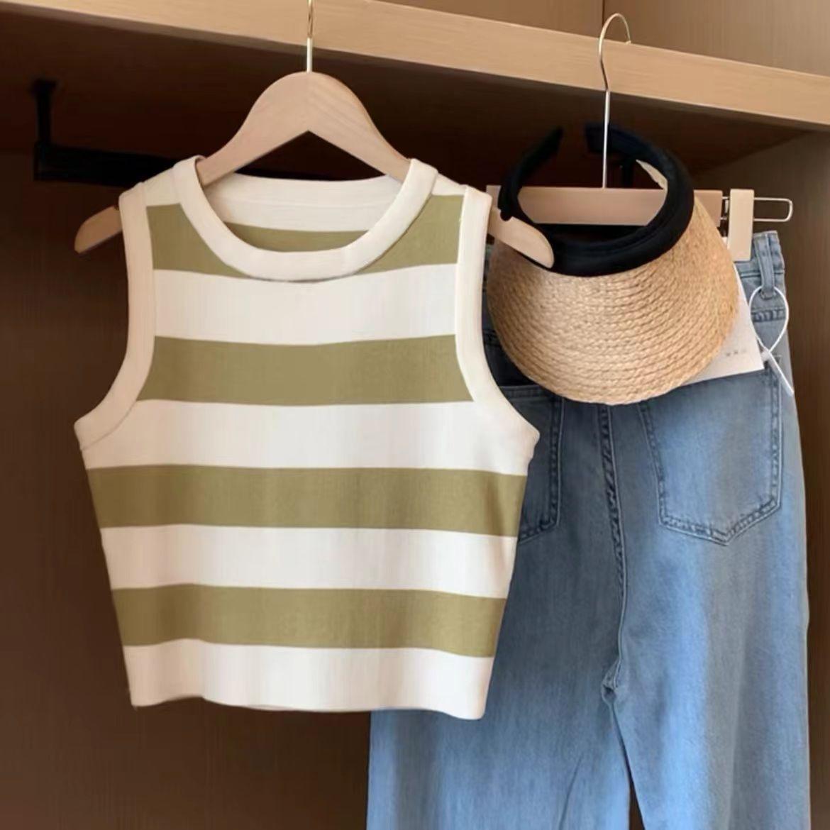 

Женский вязаный топ-майка с цветными блоками 2025 Extra Large