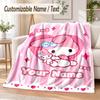 My Melody Custom Name Flannel Throw Blanket Soft Warm for Sofa Bed Indoor Home Use