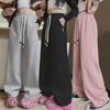 2024 Pink Girls' Wide-Leg Sweatpants: Autumn/Winter Casual Sport Style for Medium to Large Children
