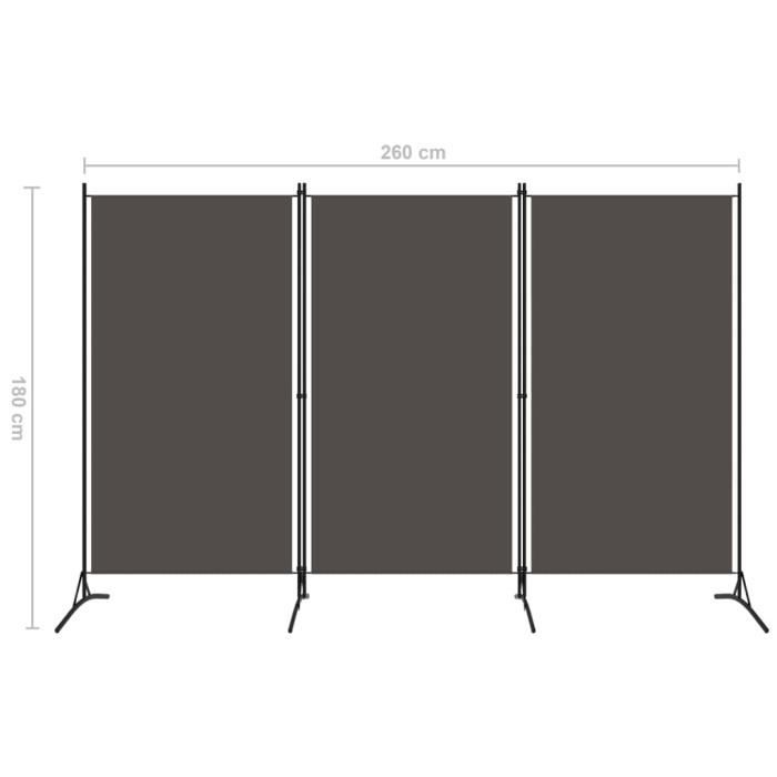 VidaXL 3-Panel Room Divider Anthracite 260x180 Cm