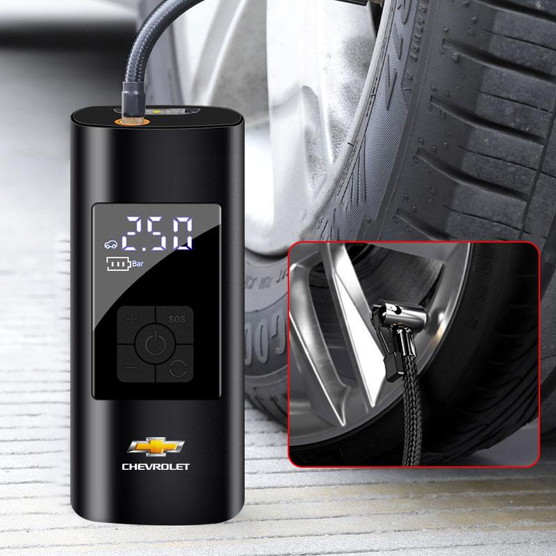 1Pcs Car Tire Inflator Smart Digital Inflatable Pump Emblem Accessories for Chevrolet Camaro Trax Blazer Cavalier Onix Aveo Silverado Malibu Captiva