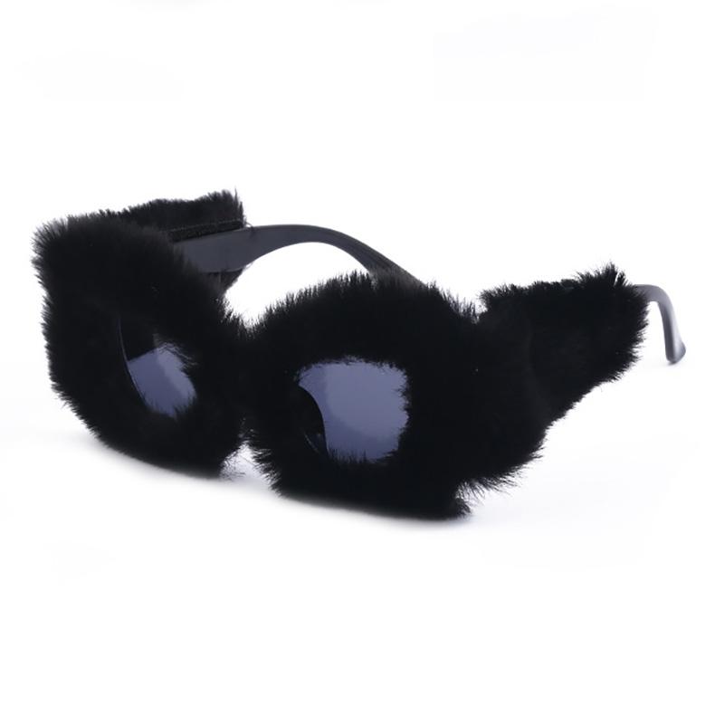 60300 Superhot Eyewear 2022 New Fashion Trendy Soft Fur Velvet Party Sunglasses Women Cat Eye Cute Ladies Sun Glasses