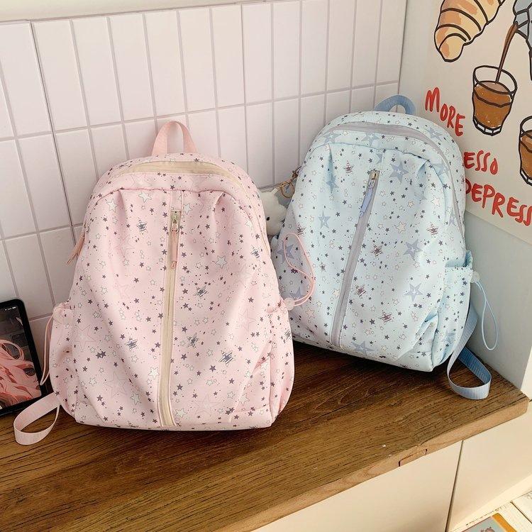 Schoolbag Backpack 1011 Summer Pure Sweet Wind Star Printed Backpack Fashion Korean Edition Large Capacity Campus Backpack