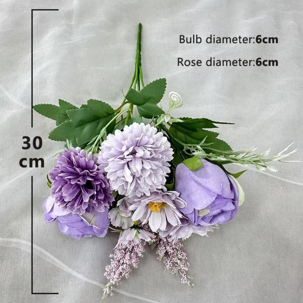 DIY Craft Artificial Rice Ear Bride Bouquet Home Decoration Artificial Rose Bouquet DIY Home Decor Simulation Ball Chrysanthemum