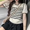 Summer Simple Fashion Round Neck Chiffon Splicing Fake Two Pieces Short-sleeved Tops Female Casual Essential Comfort Style Slim Fit Pullovers Tees
