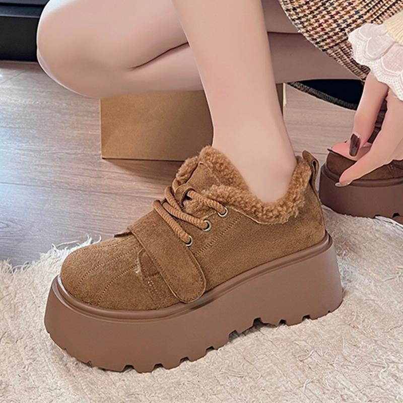Damen Flats Baumwollschuhe Plateau Warme Schneestiefel Mode Lässig Winter Laufschuhe Kurzer Plüsch Gemütliche Damenstiefel
