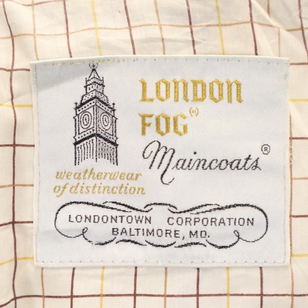 LONDON FOG 80s Vintage Long Sleeve Trench Coat 8 Khaki Back Check Women Used