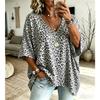 Übergrößen Damen V-Ausschnitt Fledermausärmel T-Shirt Bohemian Ethnischer Druck Lockerer Oberteil Sommer Bequem Atmungsaktiv Tägliches Pendeln Lässig Schlankmachender Stil