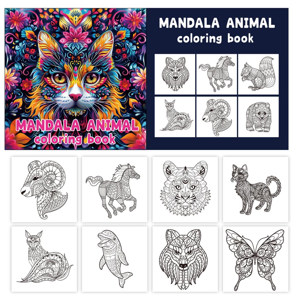 24 Mandala Animal Coloring Books Adult Coloring Books Graffiti Watercolor Creative Coloring Illustrations