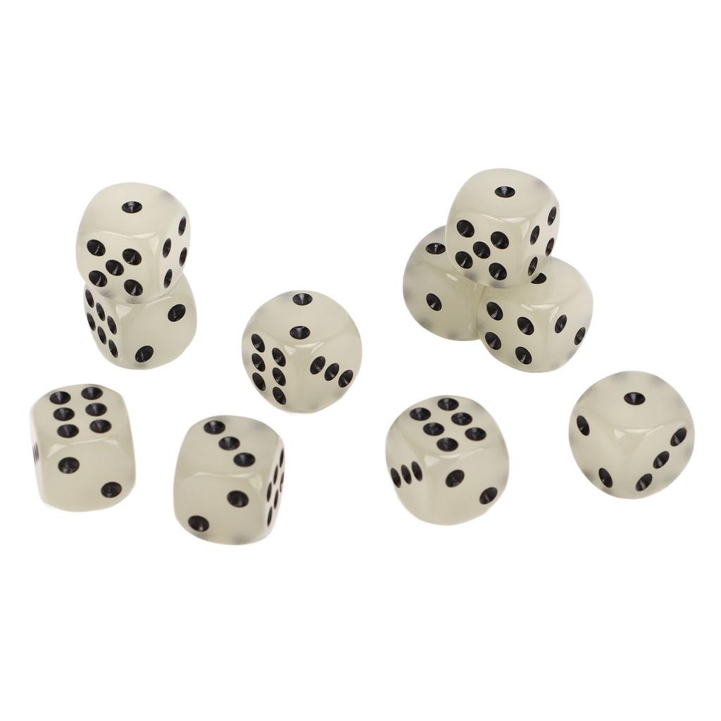 20 Pieces Glowing Dice Medium Black Dot Classic Plastic 6 Sided Dice Table Game Dice for Board Games