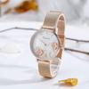 RORIOS Floral Dial Analog Quartz Watch with Water Resistance and Mesh and Elegant for Commuting and School Women's Mother-of-Pearl Band, Popular,