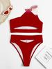 Women's Solid Color Sexy Cutout Split Swimsuit Bikini YW09
