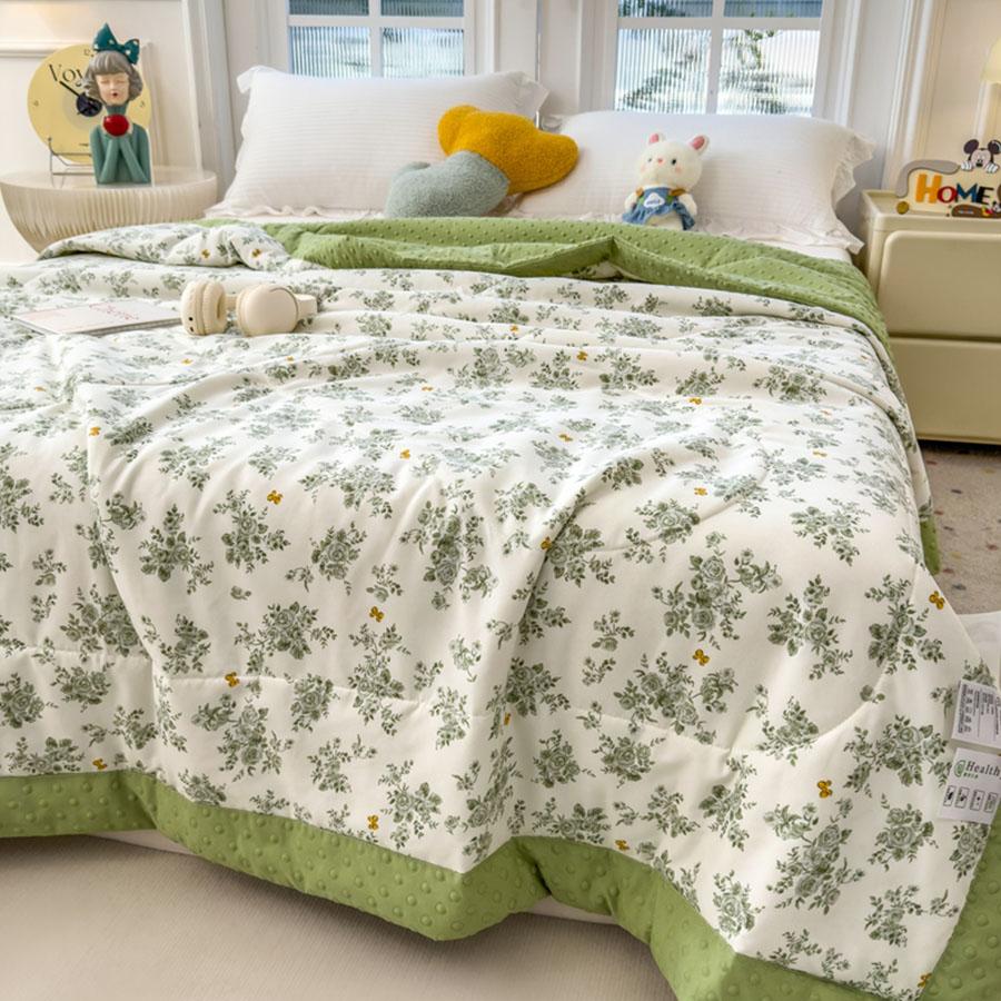 KDJEIKZ New Washable Cotton 3D Quilted Bean Blanket With Soybean Fiber Can Be Machine Washable Lightweight Luxury Cover Blanket