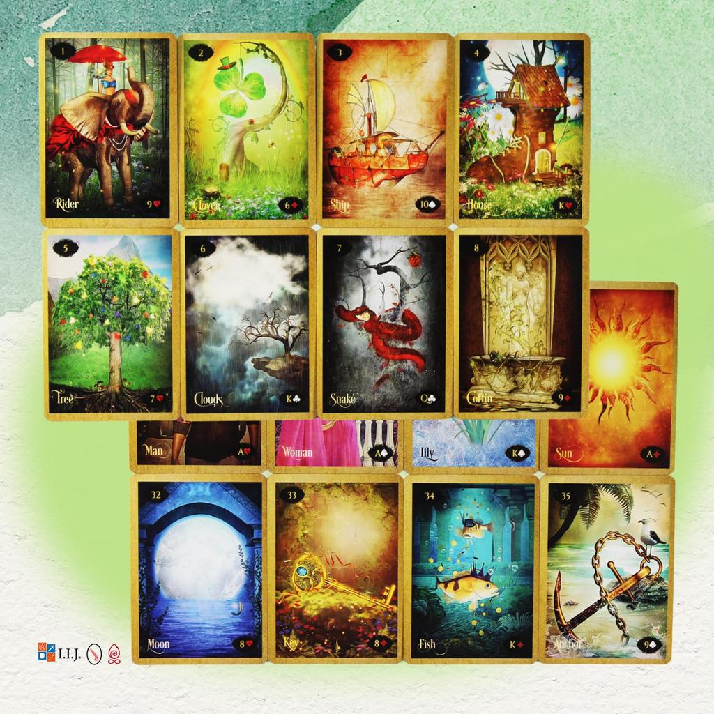 I.I.J Lenormand Cards, Lenormand of Enchantment, Oracle Cards, Fortune Telling, Japanese Instruction Manual Included, Authentic