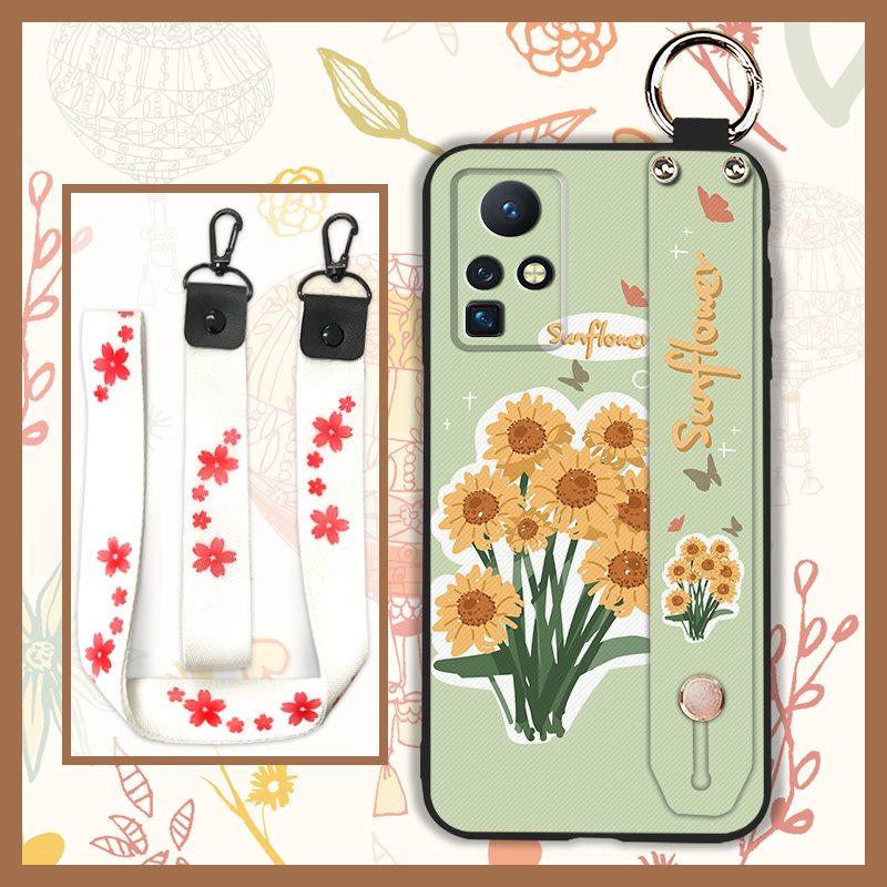 Phone Holder Kickstand Phone Case For infinix Zero X/X Pro/X6811/X6811B Silicone Ring Anti-dust Flower Oil Painting