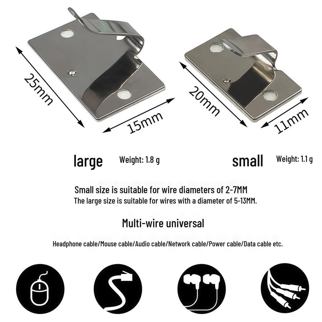 Self-Adhesive Stainless Steel Cable Organizer Clip