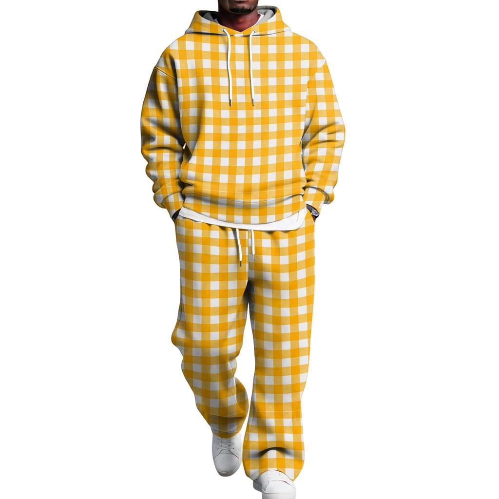 Completo con Felpa e Pantaloni da Tuta da Uomo con Vita Elastica, Outfit Casual Due Pezzi