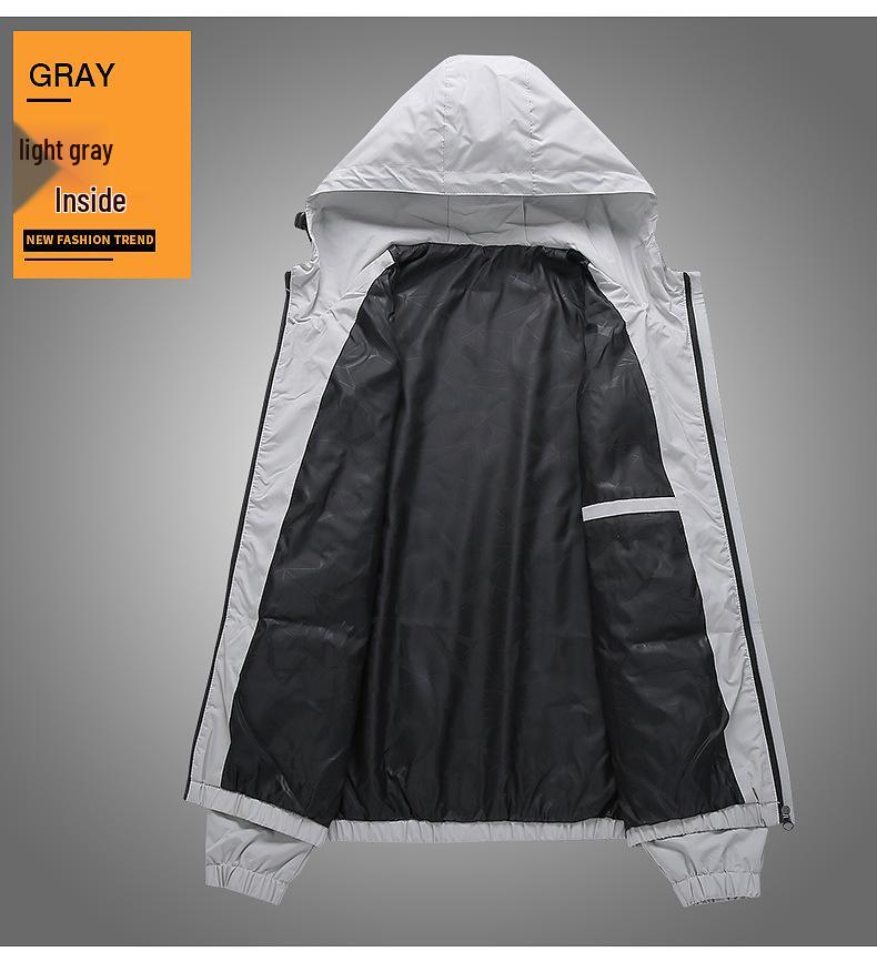 Men's Spring & Autumn Casual Hooded Baseball Jacket - Fashionable, Simple, Reversible.