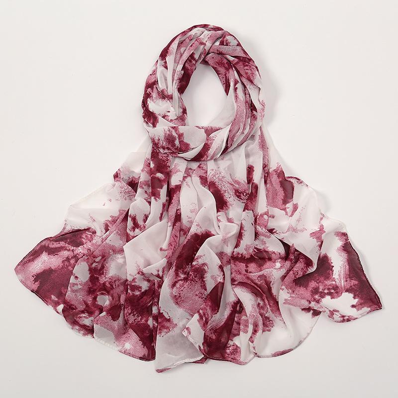 180*70cm Unique Women's Floral Scarves Lightweight Sheer Silky Feeling shawl Chiffon Flowers Printed Scarf