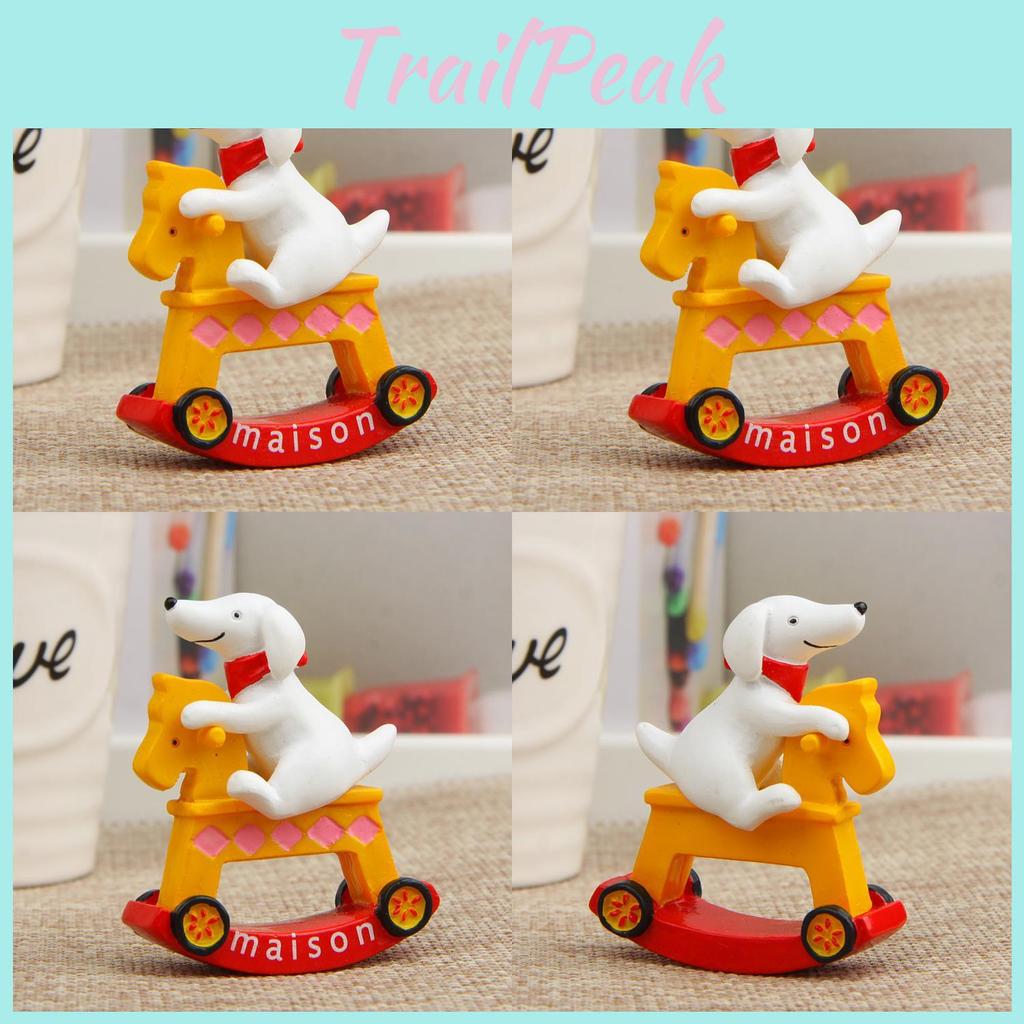 A Puppy Riding A Wooden Horse Resin Ornaments For Daily Garden Decor Gift And